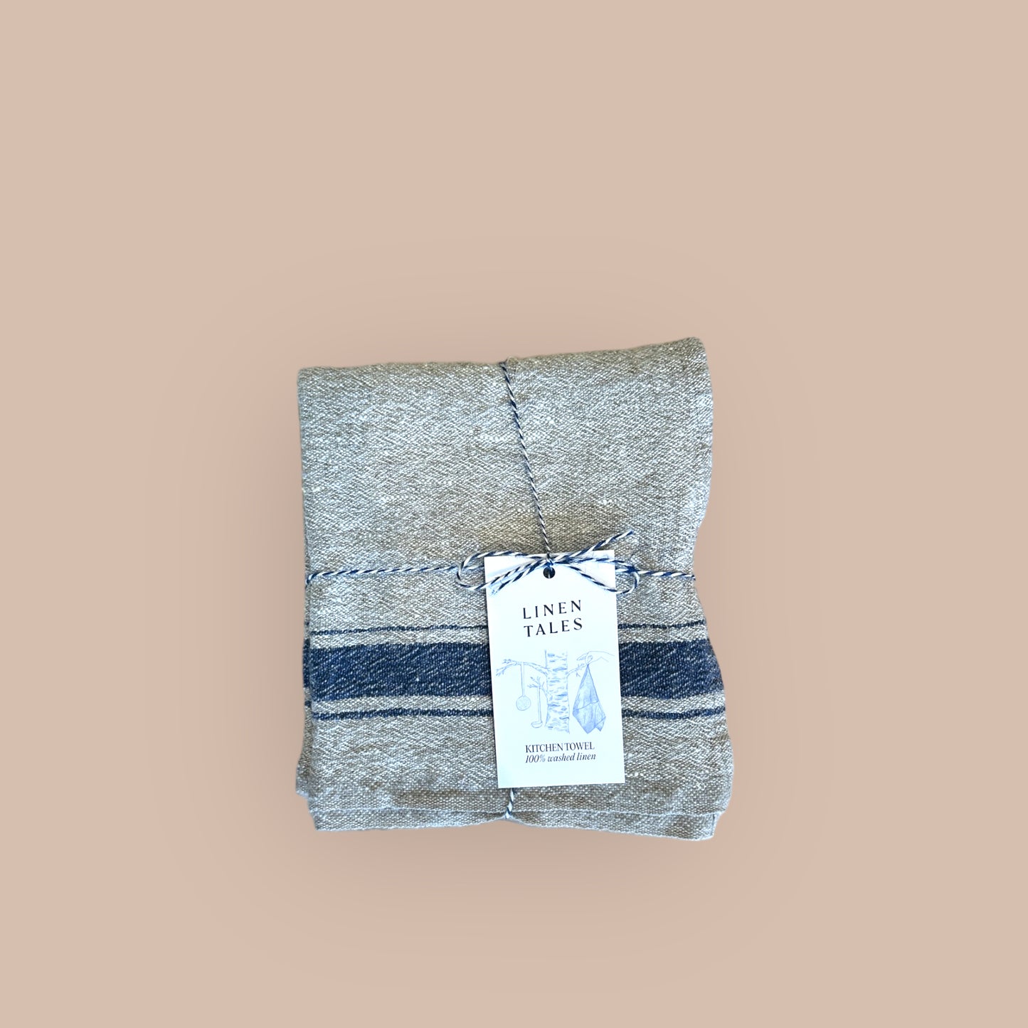 Blue Stripe Vintage Linen Kitchen Towel