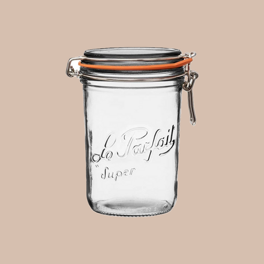 1L Tapered French Glass Preserving Jar W Airtight Rubber