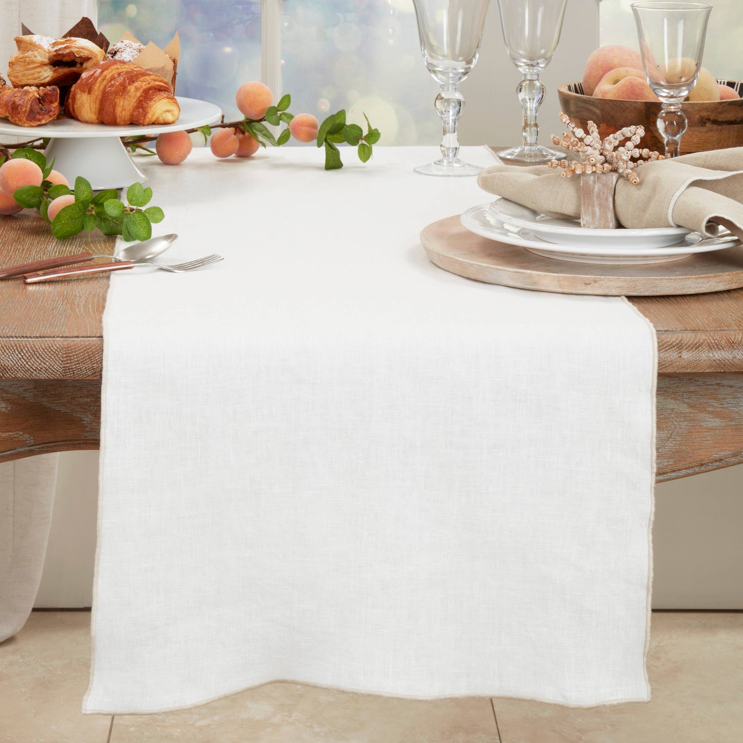 Stonewashed Stitched Edge Table Runner: Red / 16"x72"