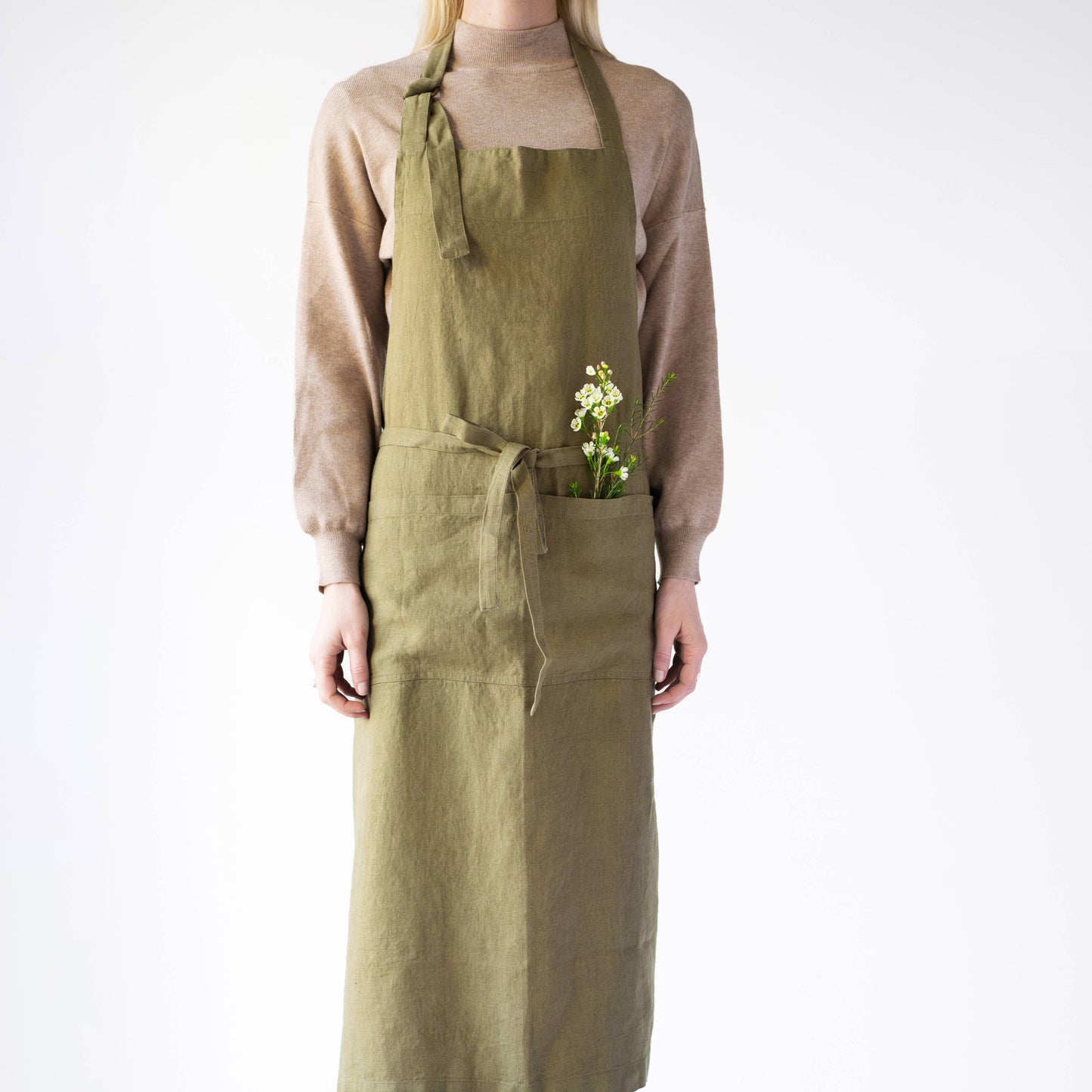 Martini Olive Linen Chef Apron