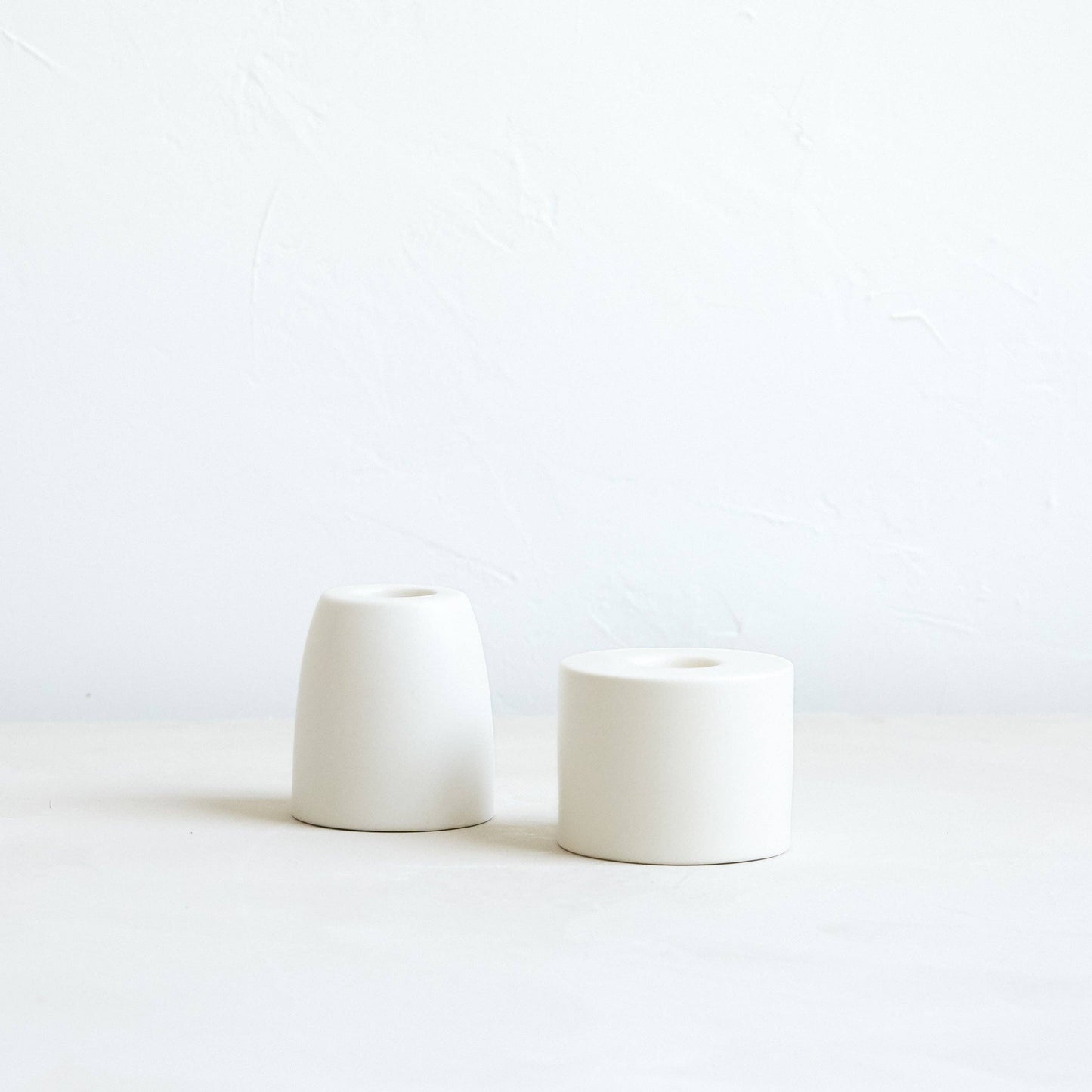 Petite Taper Holders: Matte White / Cone
