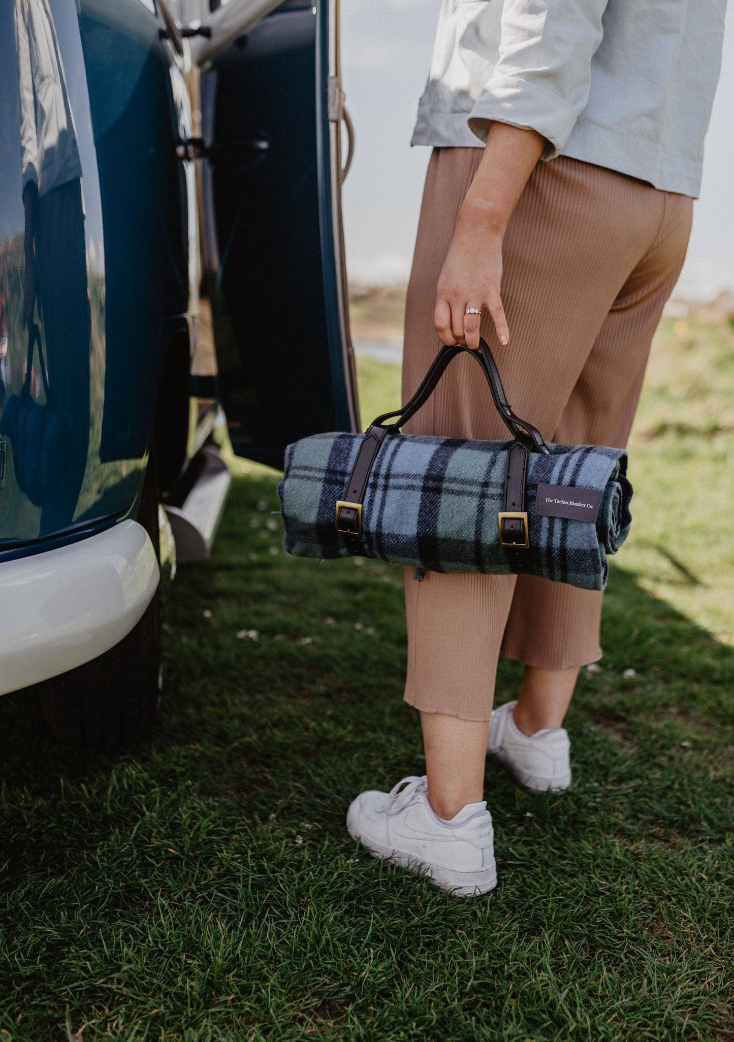 Leather Picnic Carrier: Brown Leather