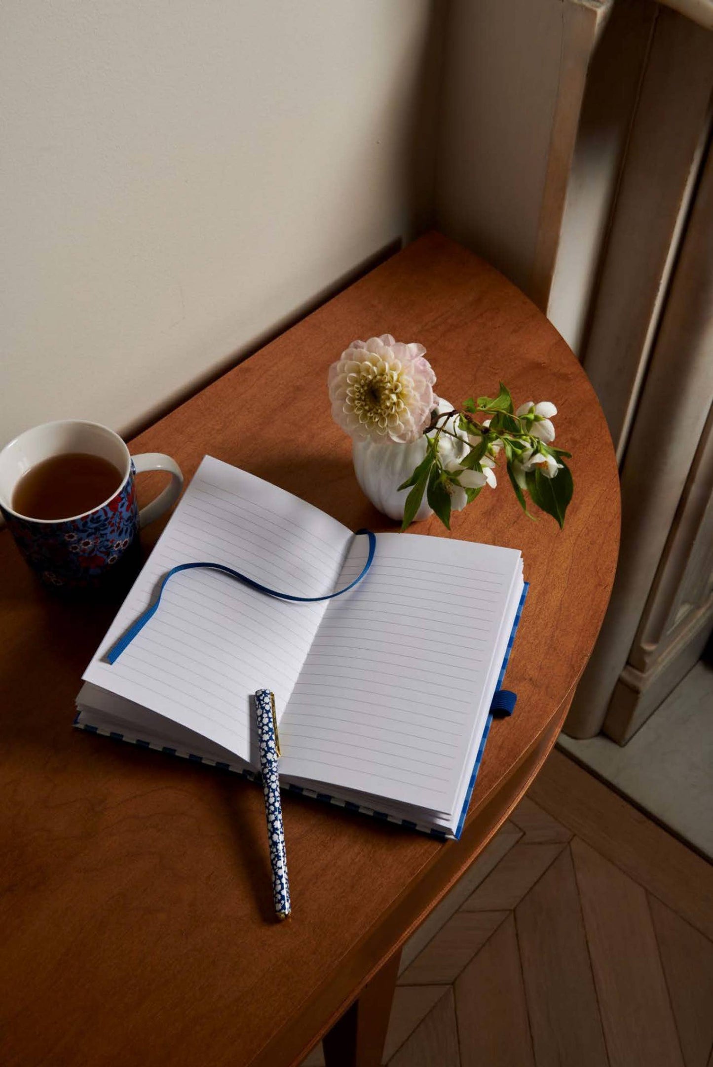 Journal with Pen, Riviera Blue Gingham