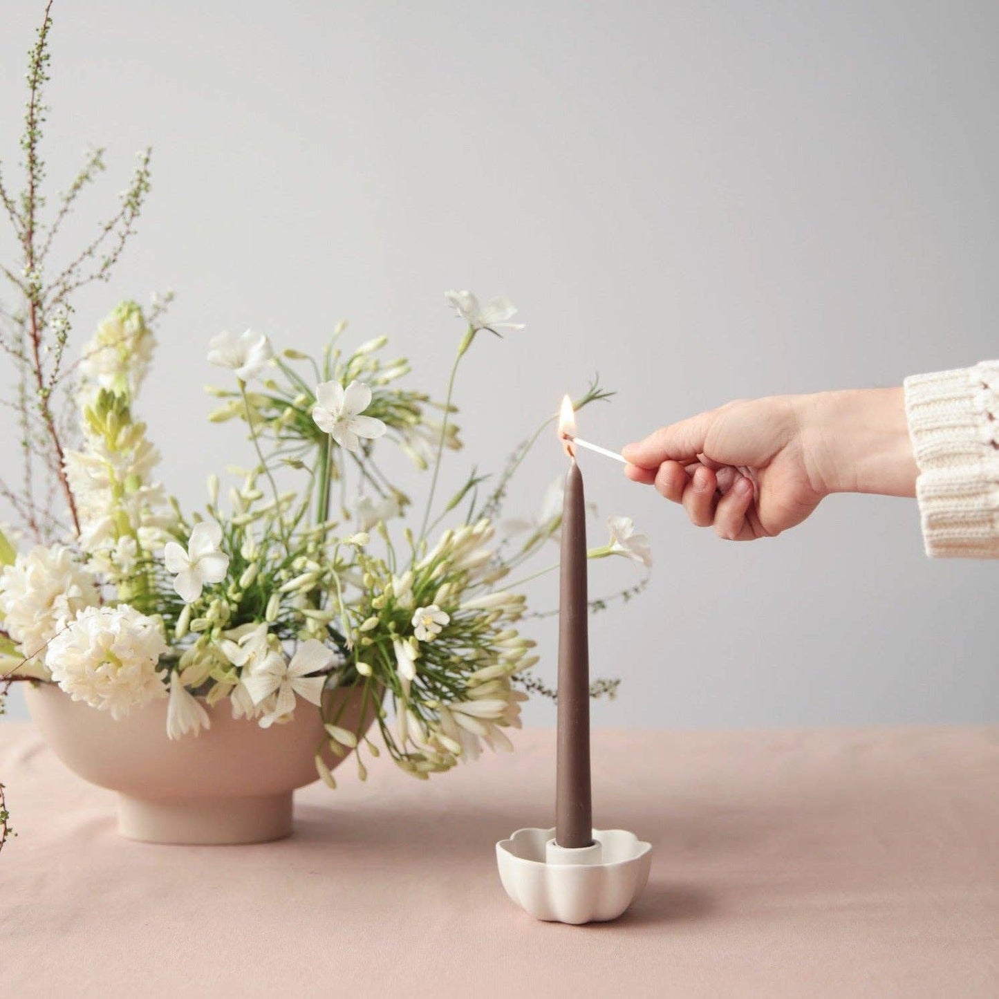 Ceramic Fleur Taper Holder: Wide