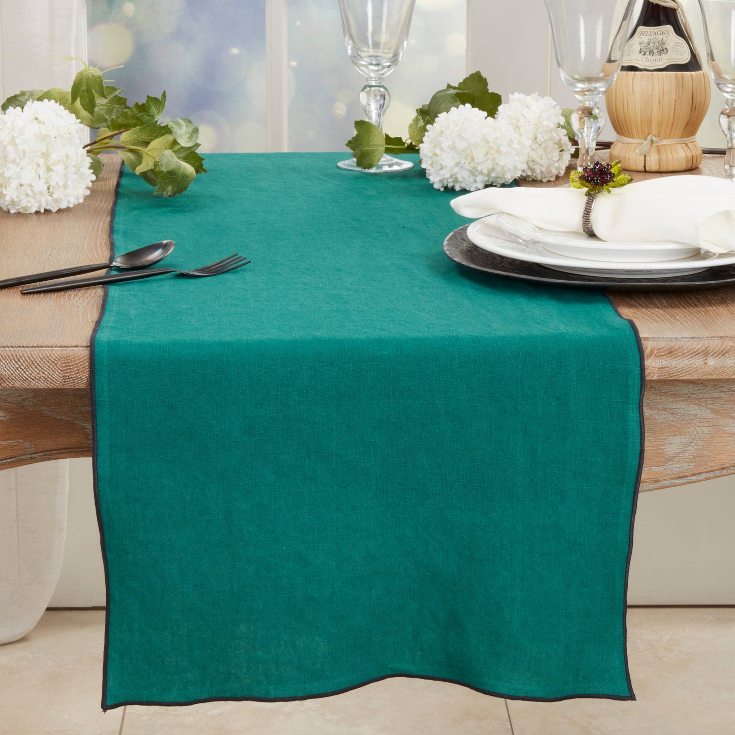 Stonewashed Stitched Edge Table Runner: Red / 16"x72"