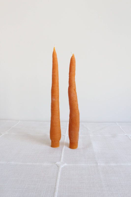 Carrot Beeswax Candles Taper Pair: Box