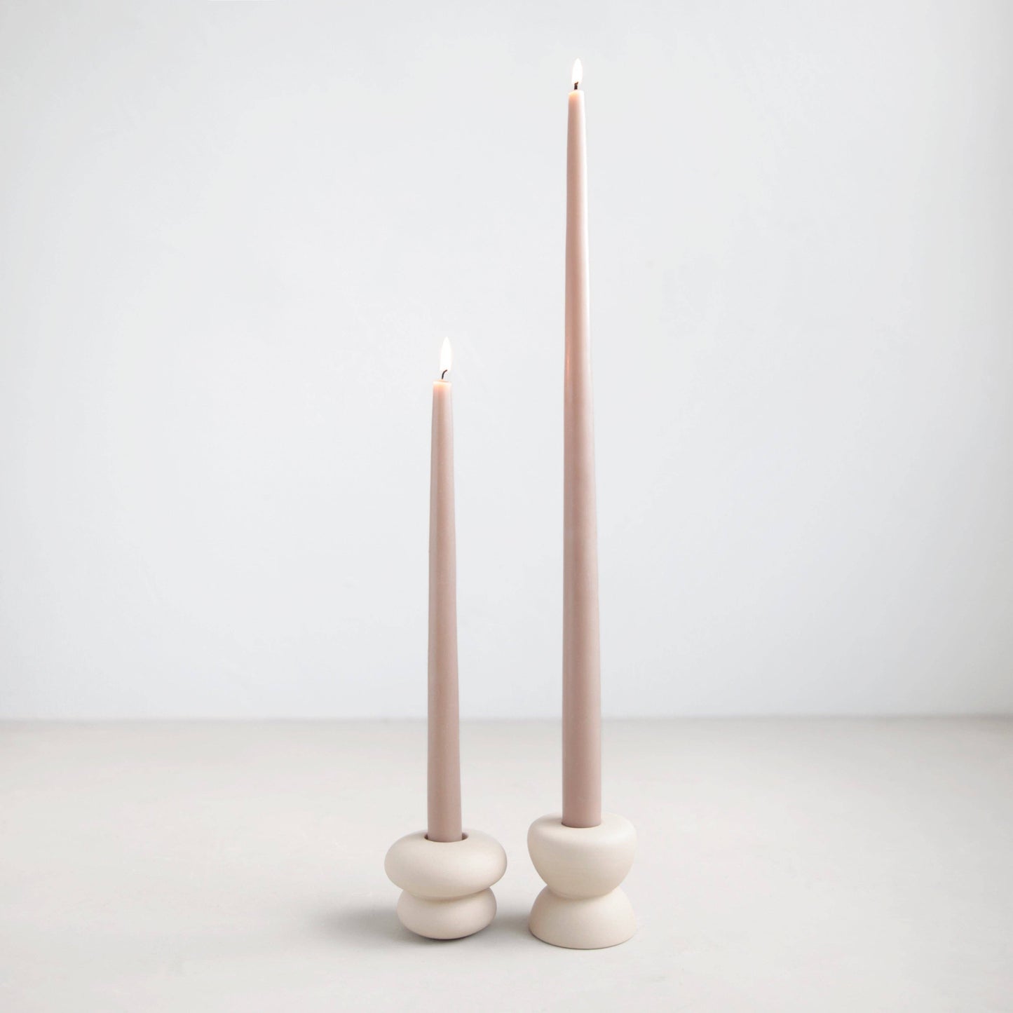 Petite Taper Holders: Matte White / Cone