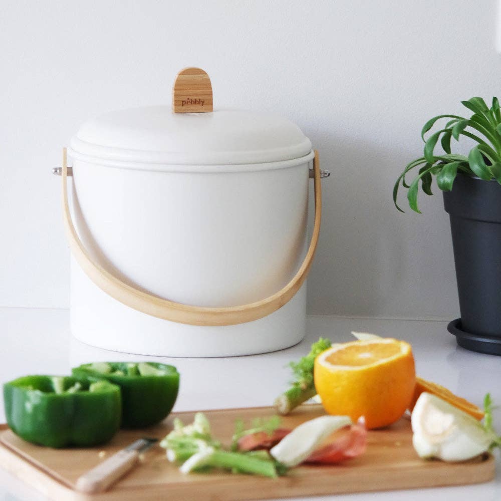 Compost Bin with Charcoal Filter: Olive / 7 Quart