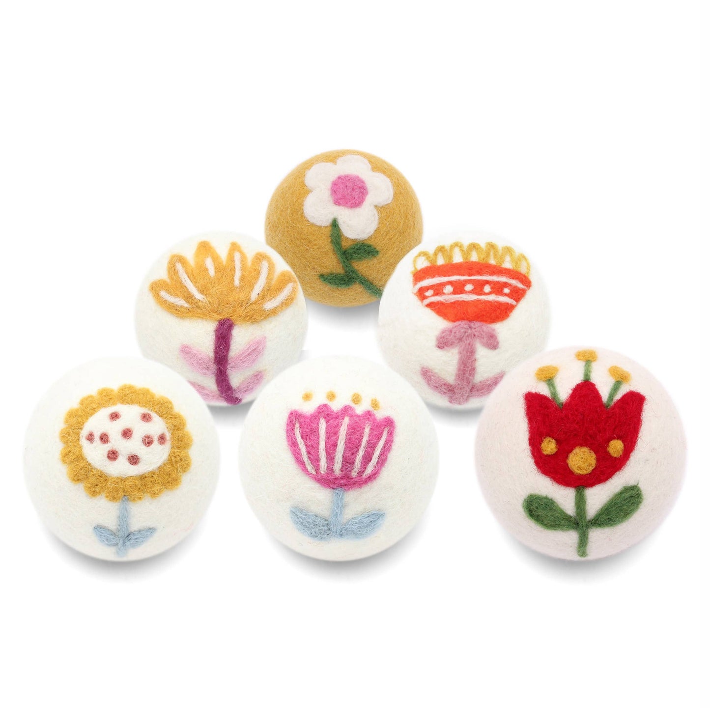 Flowers: Eco Wool Dryer Balls Fair Trade: Pink/Blue