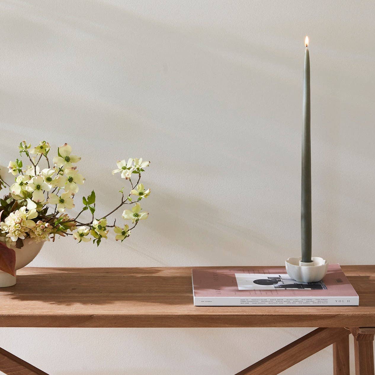 Ceramic Fleur Taper Holder: Wide