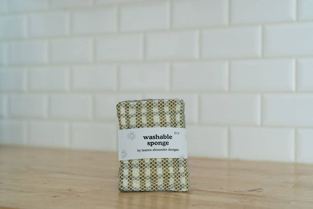 Washable Sponge - Green Gingham 