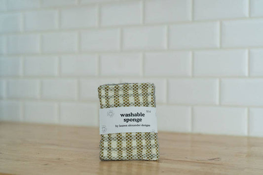 Washable Sponge - Green Gingham 