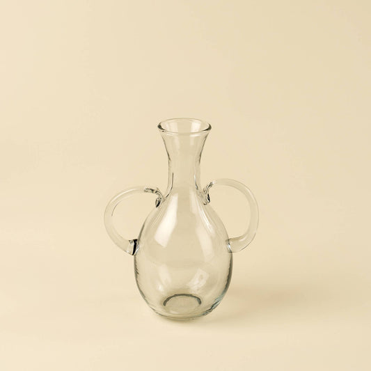 Twin-Handled Recycled Glass Vase – Small, Clear