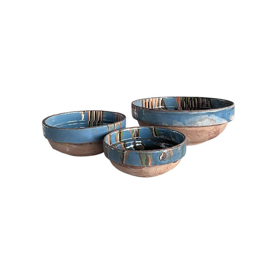Cottage Crafted Bowl: Marbleized Blue / Small
