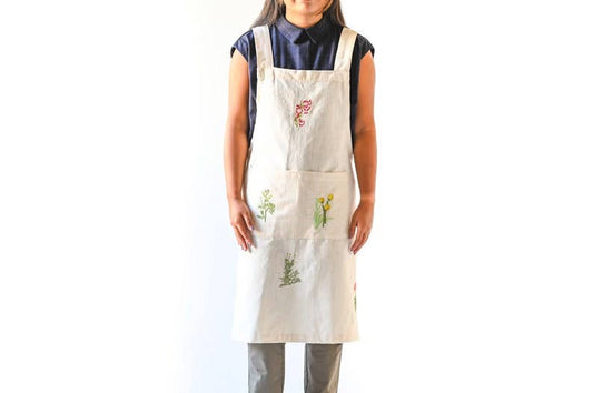 Botanical Embroidered Apron