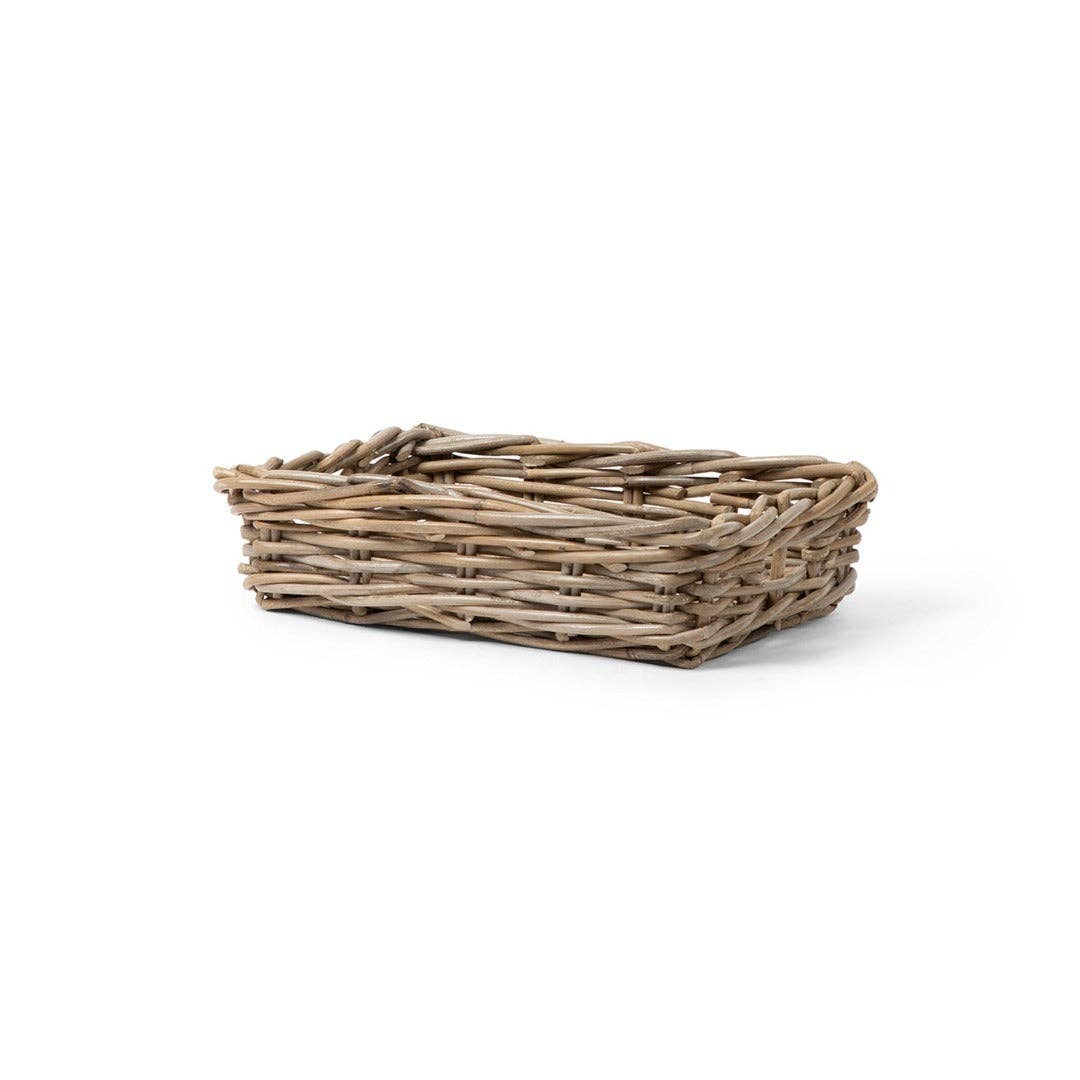 Rattan Rectangle Tray: Small - 4" H