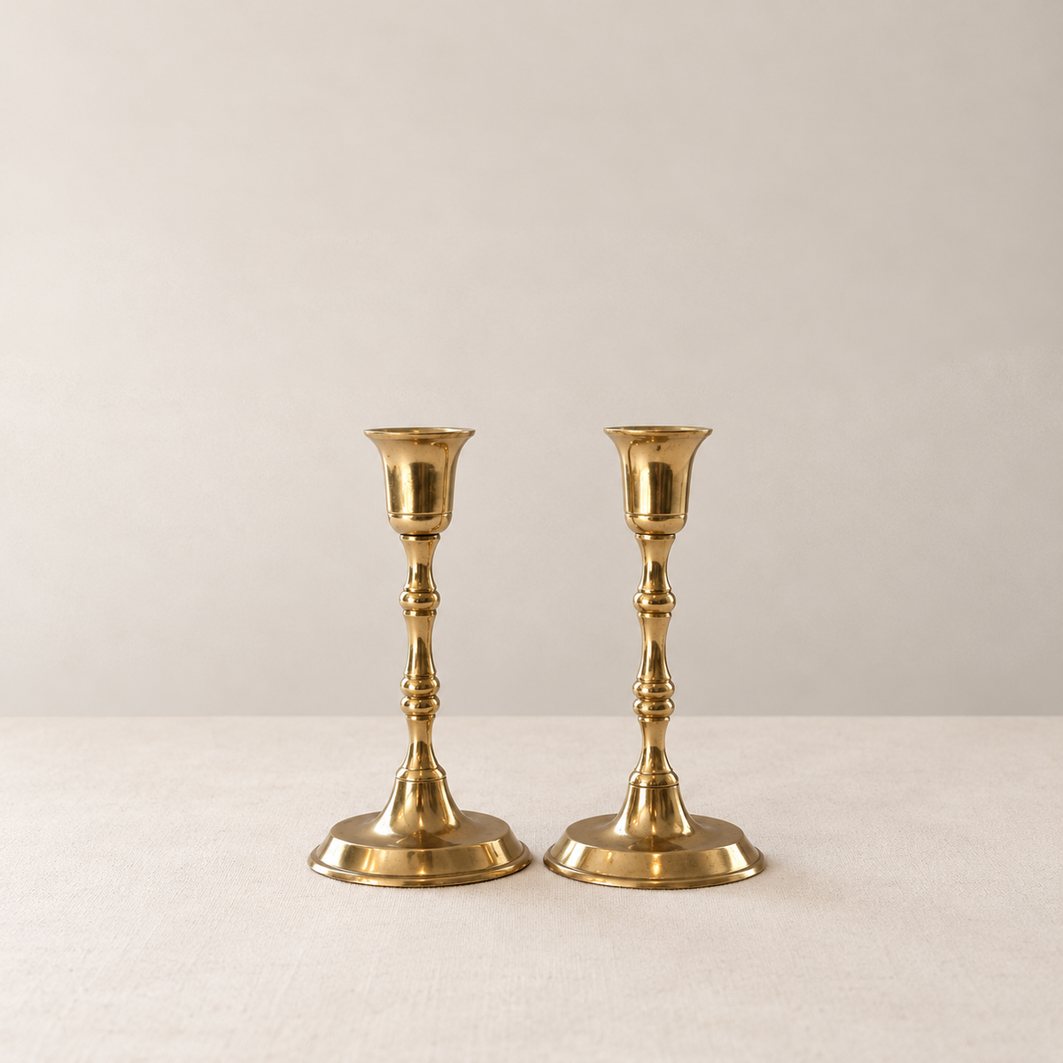 Pair of vintage mid-century brass candlesticks found in Franklin Tennessee