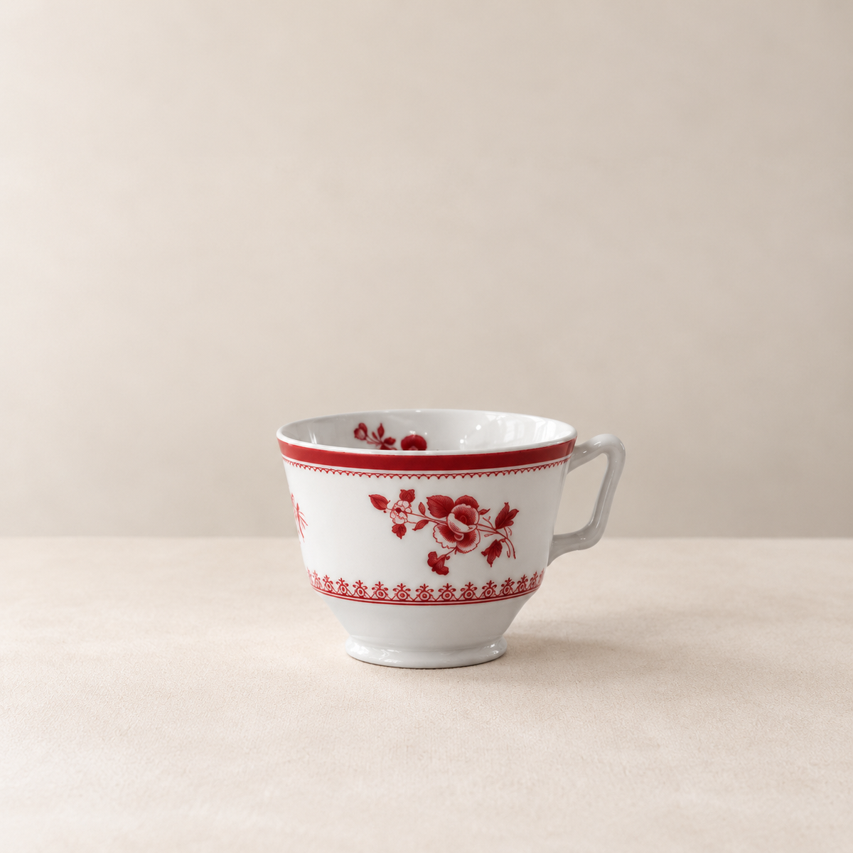 Vintage Glouster Red fine stone china teacup, one of a set of eight