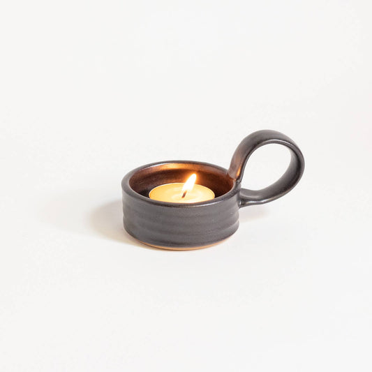 Tealite with Handle | Handmade pottery in 3 colors: Black