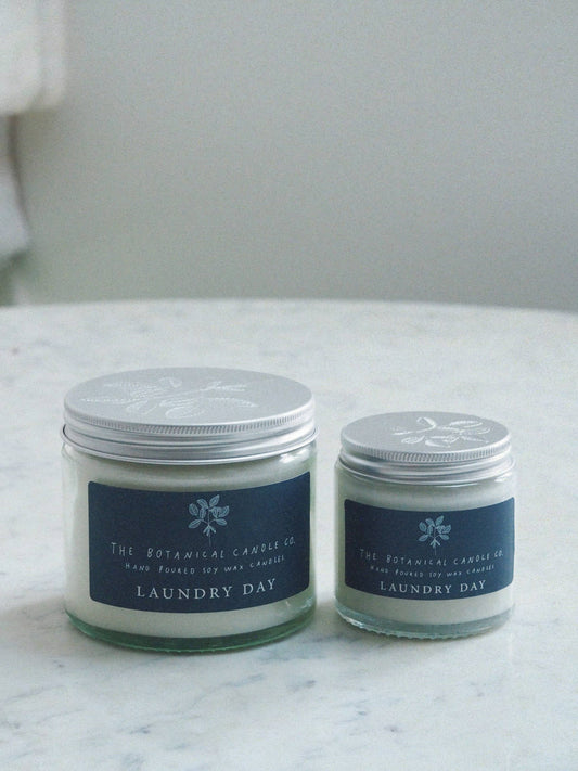 Laundry Day Scented Soy Wax Candles in Jars: Large