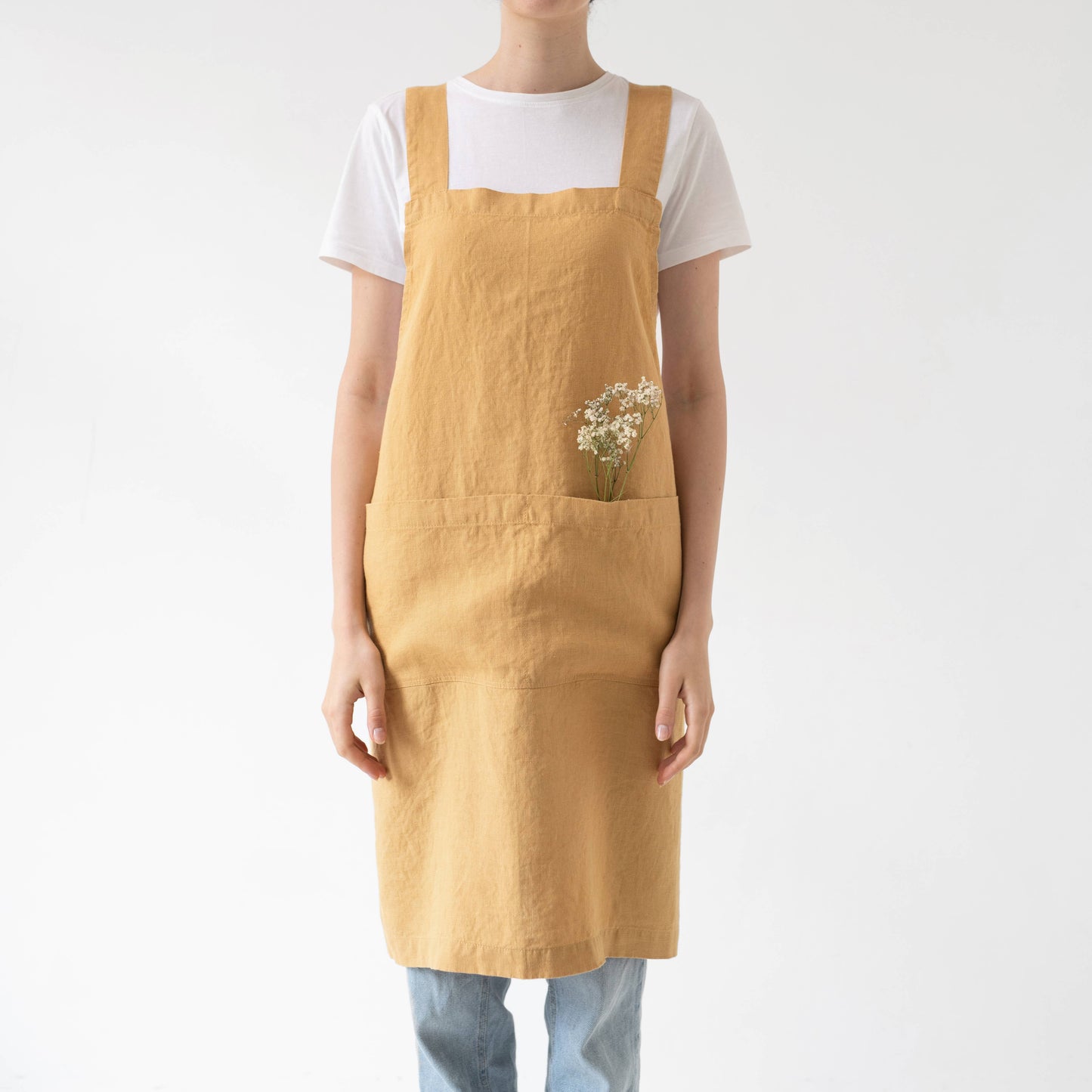 Honey Linen Crossback Apron