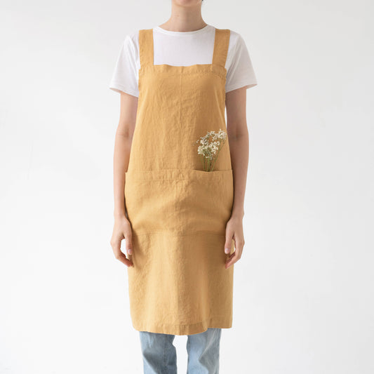 Honey Linen Crossback Apron