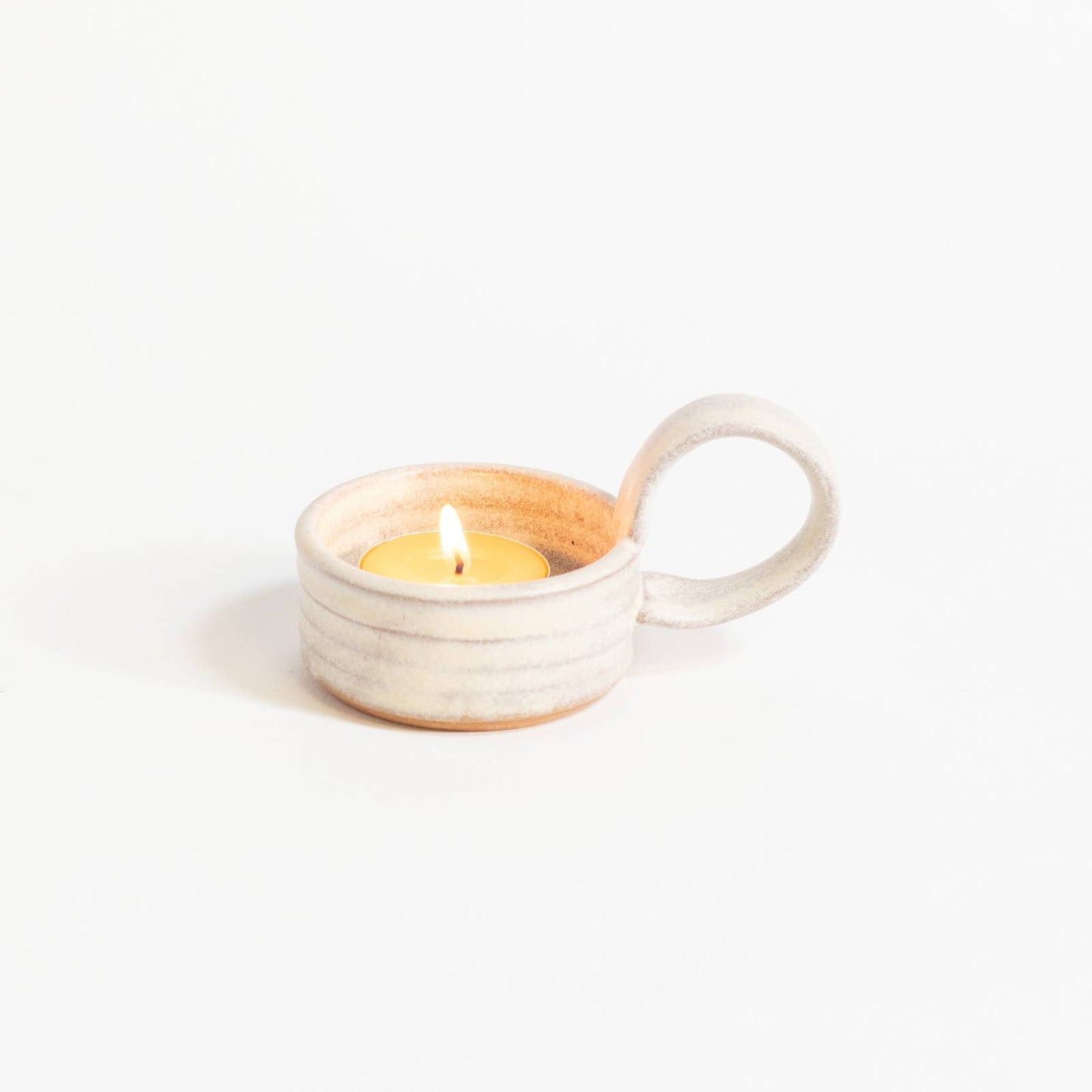 Tealite with Handle | handmade pottery in 3 colors: Cream